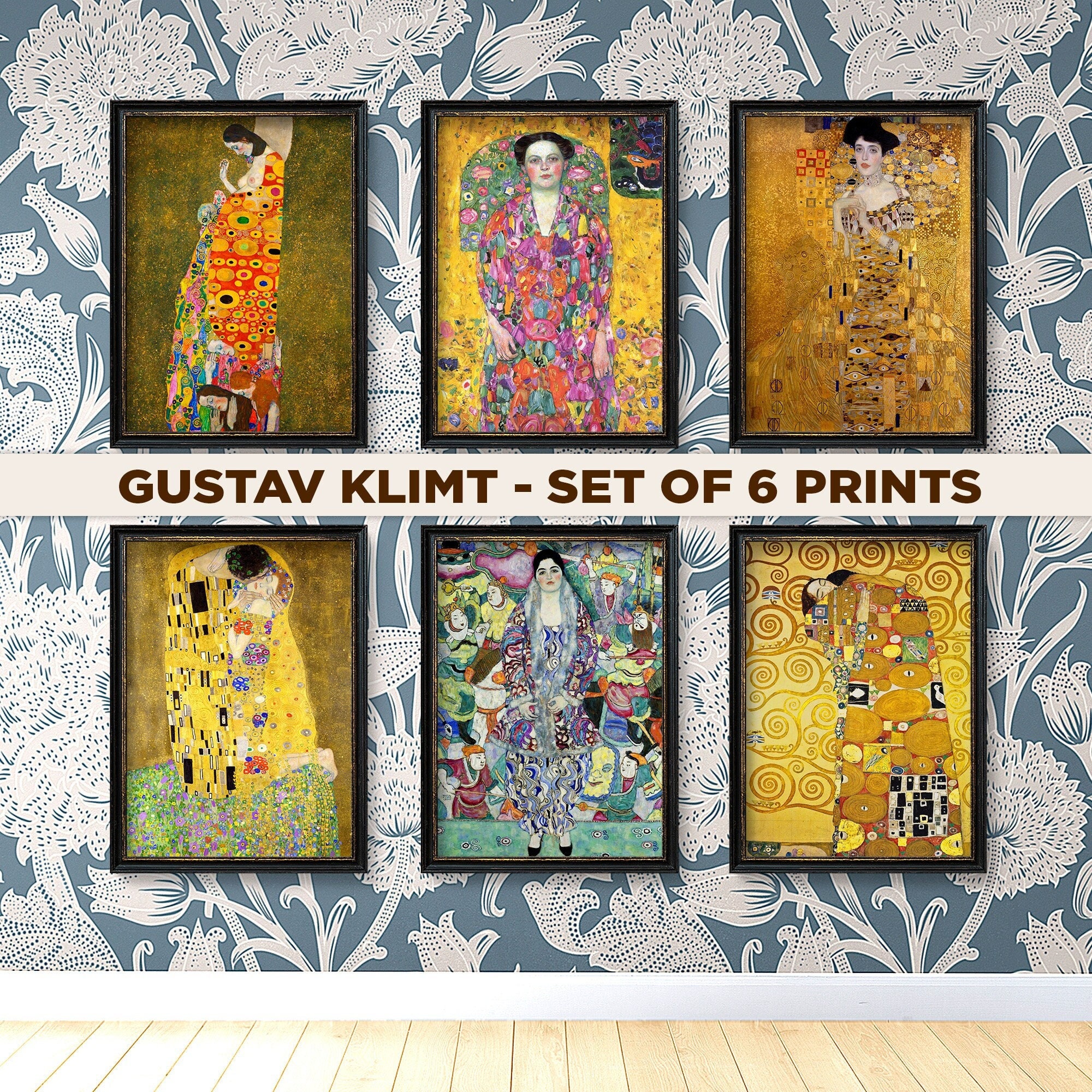 入荷now 口コミ Gustav Art Wall Vintage | Prints Poster 6 of Set Klimt その他