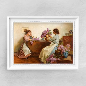 Tayler - Women Arranging Flowers - Fine Art Print - Vintage Art Poster - Famous Paintings - Art Classic - A4 A3 A2 - Home Decor Gift Idea