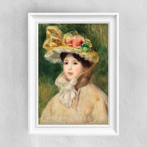 Woman with Capeline by Pierre Auguste Renoir - Fine Art Print - Vintage Art Poster - Famous Paintings - Art Classic - Home Decor Gift Idea