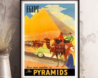 EGYPT Pyramids - Vintage Travel Poster Print - Satin Paper - A4 A3 A2 - Home Wall Decor TOP Quality