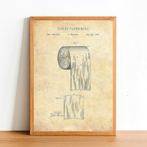 Toilet Paper Roll, Bathroom Patent Poster Print, A4 A3 A2 Prints, Home Decor, Wall Art, Gift Idea, Blueprint Posters, Interior Design