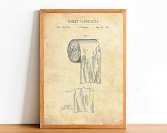 Toilet Paper Roll, Bathroom Patent Poster Print, A4 A3 A2 Prints, Home Decor, Wall Art, Gift Idea, Blueprint Posters, Interior Design