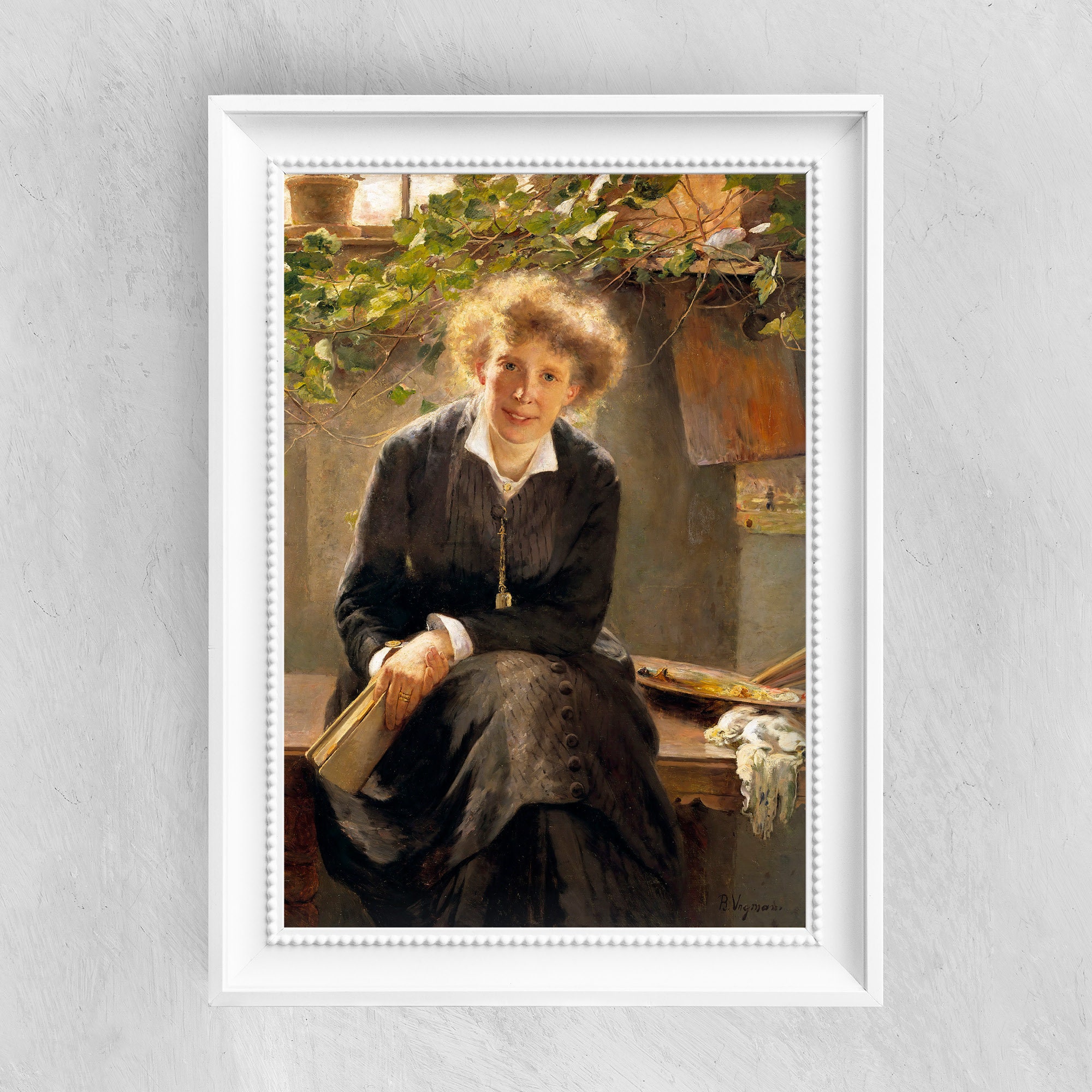 The Artist Jeanna Bauck by Bertha Wegmann | Vintage Portrait - Famous Paintings - Antique Art Poster - Print on Paper - Home Decor | 197