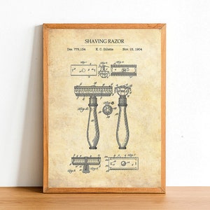 Rasiermesser, Badezimmer Patent Posterdruck, A4 A3 A2 Drucke, Home Decor, Wandkunst, Geschenkidee, Blaupause Poster, Innenarchitektur