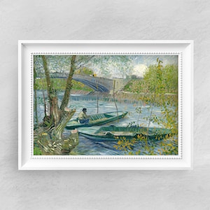 Van Gogh - Fishing in Springs - Fine Art Print -  Vintage Art Poster - Famous Paintings - Art Classic - A4 A3 A2 - Home Decor - Gift Idea