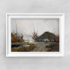 Herbst Cottage Landschaft Poster Druck - Berühmte Fine Art Gemälde - Rustikale Kunst Poster - Klassischer Druck - A4 A3 A2 - Home Wall Decor | 069