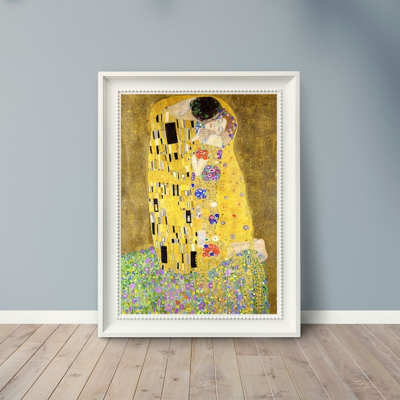 グスタフ・クリムト - 接吻 - 1908 - 有名な絵画 - ビンテージ アート