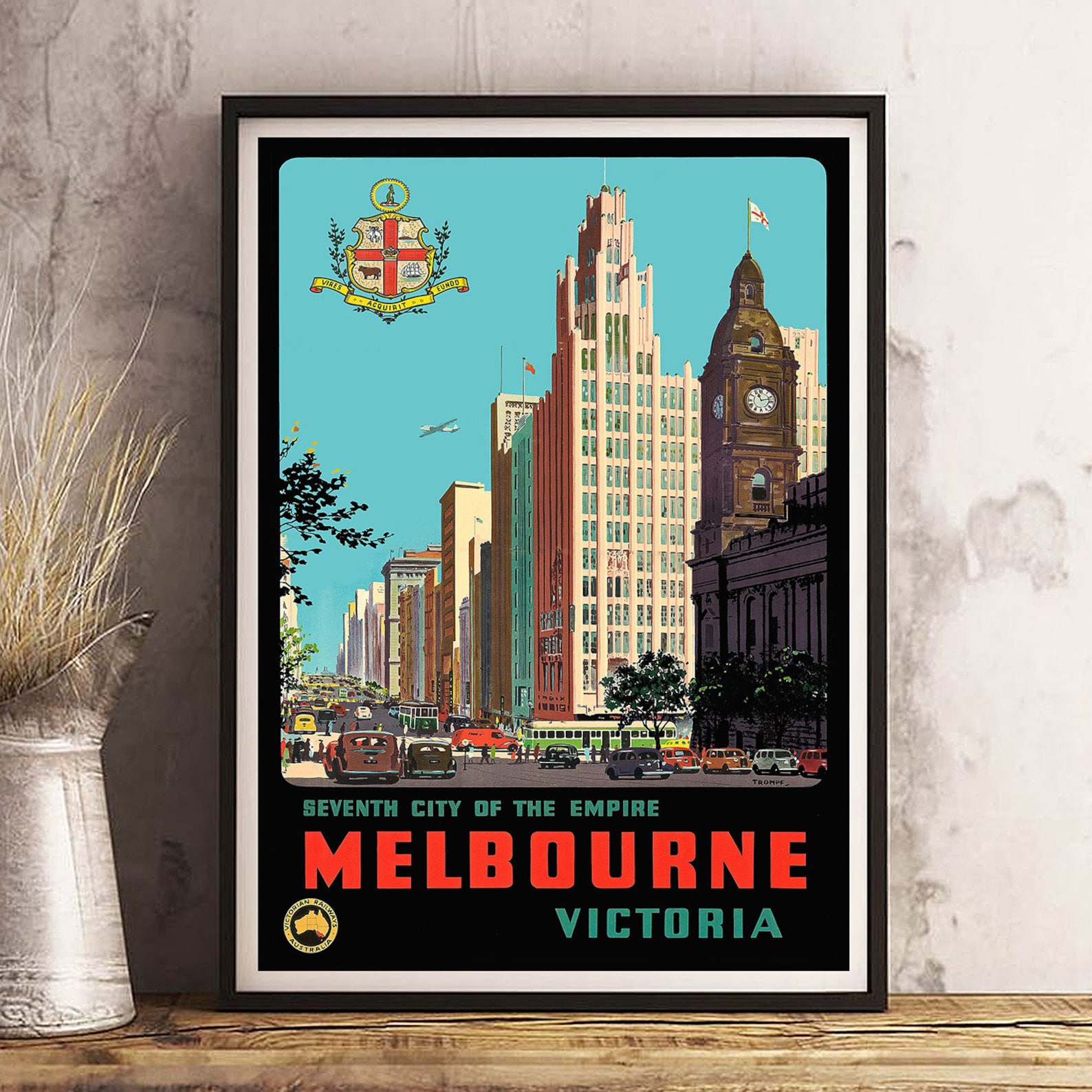 MELBOURNE Vintage Travel Poster Print Satin Paper A4 A3 Etsy