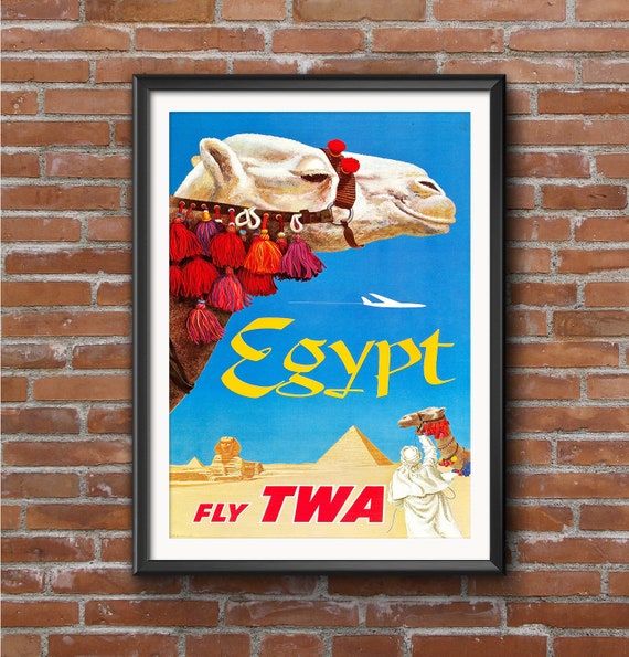 エジプト TWA キャメル - ヴィンテージ トラベル ポスター プリント