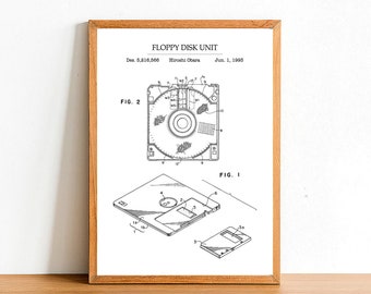 FLOPPY DISK Patent Poster Print - A4 A3 A2 Prints - Home Wall Art Decor - Gift Idea - Vintage Computer Gaming Posters