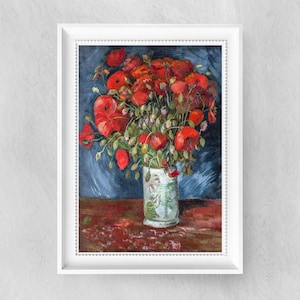 Van Gogh - Jarrón con amapolas - Impresión de bellas artes - Póster de arte vintage - Pinturas famosas - Art Classic - A4 A3 A2 - Idea de regalo de decoración para el hogar