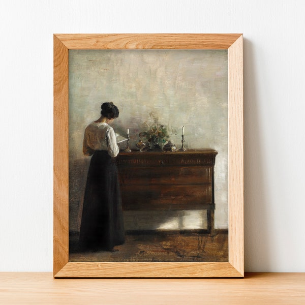 Interior with Woman Reading Vintage Print - Famous Paintings - Antique Art Poster - Print on Paper -  A4 A3 A2 - Home Wall Decor | 021