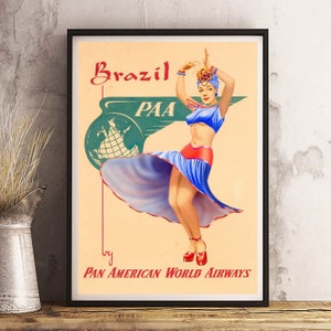 BRÉSIL - Impression Affiche de Voyage Vintage - Papier Satin - A4 A3 A2 - Décoration Murale Maison Qualité TOP