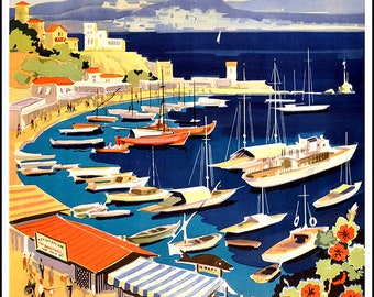 GREECE Athens - Vintage Travel Poster Print - Satin Paper - A4 A3