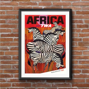 AFRICA TWA - Vintage Travel Poster Print - Satin Paper - A4 A3 A2 - Home Wall Decor TOP Quality