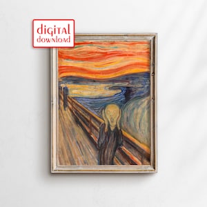 Munch - The Scream Oil Tempera PRINTABLE Digital Download | Vintage Oil Painting | Antique Wall Art | Abstract Art | Rustic Home Decor
