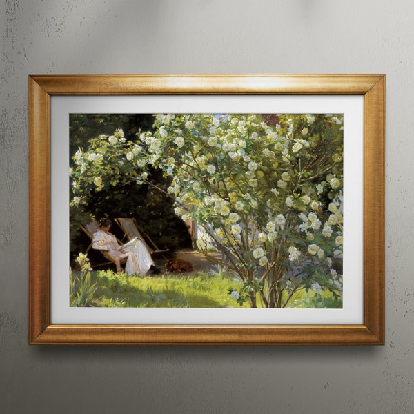 Marie Seated in the Garden by P S Kroyer - Fine Art Poster - Vintage Oil Painting Print - Famous Paintings - Art Classics - Rustic | 157