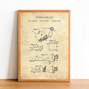 Zahnpasta Clip, Badezimmer Patent Posterdruck, A4 A3 A2 Drucke, Home Decor, Wandkunst, Geschenkidee, Blaupause Poster, Innenarchitektur