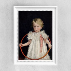 Girl With a Hoop by Wladysław Podkowinski- Famous Paintings - Vintage Art Poster - Rustic Print - Gift Idea - A4 A3 A2 Home Wall Decor | 110