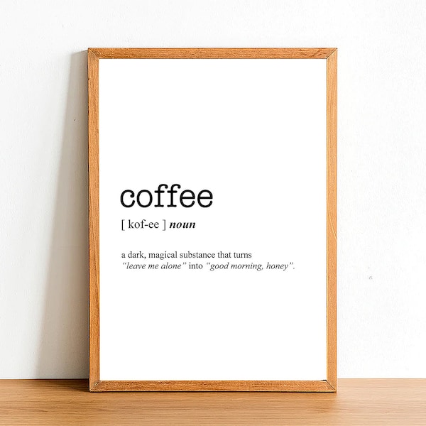 COFFEE Word Definition Poster Print - Urban Dictionary - Word Meaning - Funny Gift - A4 A3 A2 - Typographic Posters - Wall Decor Prints
