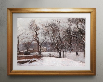 Snow at Louveciennes by Camille Pissaro - Fine Art Poster - Vintage Oil Painting Print - Famous Paintings - Art Classics Rustic Decor | 086