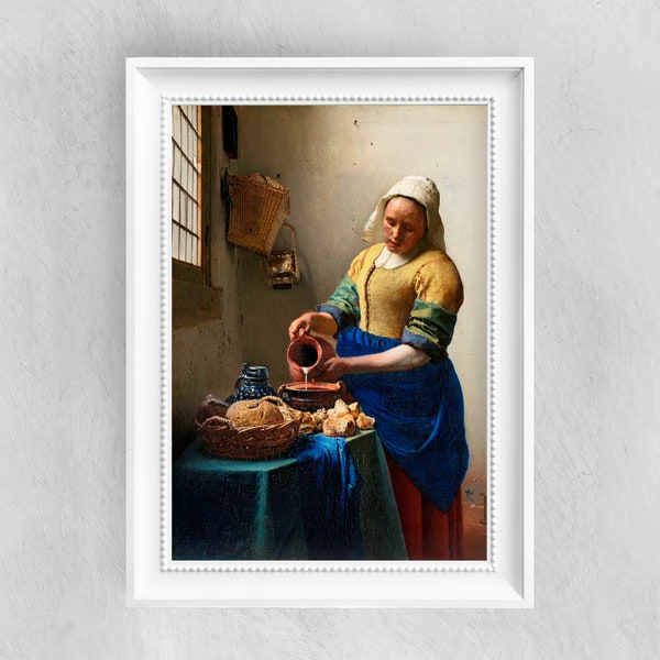 Johannes Vermeer - The Milkmaid - Fine Art Print - Vintage Art Poster - Famous Paintings - Art Classic - A4 A3 A2 Home Decor Gift Idea