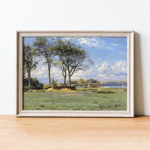 Spring Landscape by Peder Monsted - Fine Art Poster - Vintage Oil Painting Print - Famous Paintings - Art Classics - Rustic Decor | 084