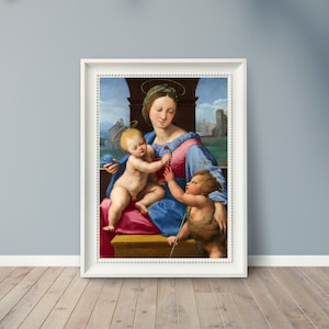 Raphael - The Garvagh Madonna - 1510 - Pinturas famosas - Póster de arte vintage - Impresión clásica - A4 A3 A2 - Decoración de paredes para el hogar - Bellas artes