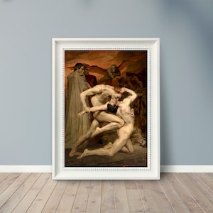 William-Adolphe Bouguereau - Dante and Virgil - 1850 - Famous Paintings - Vintage Art Poster - Classic Print - A4 A3 A2 - Home Wall Decor