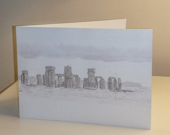 Stonehenge, Wiltshire - A6 Greetings Card. Reproduced from and original pen and ink drawing by Chris Sane