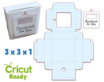 3x3x1 Square Box Template with Label - Cricut Ready (Digital Download)
