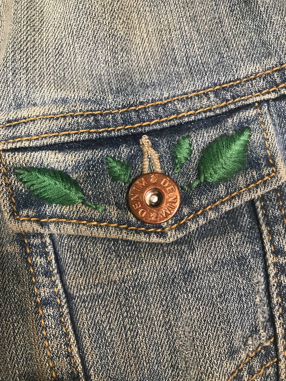 embroidered jean jacket etsy