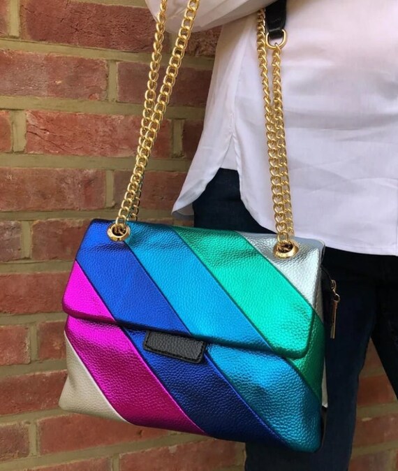 Metallic Rainbow Chain Shoulder Cross Body Bag Etsy UK