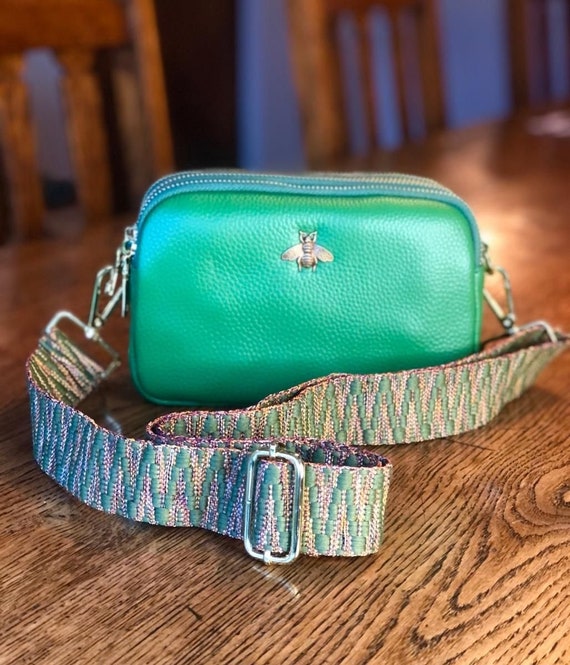 Leather Woven Cross Body Camera Bag