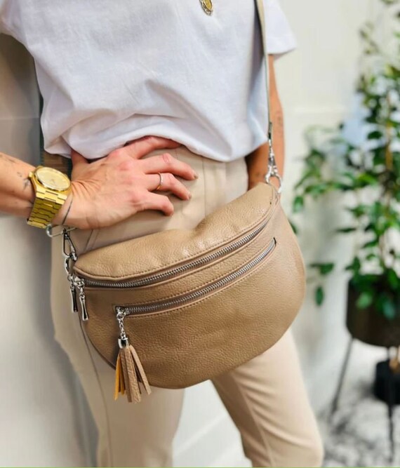 Soft Half Moon Shaped Bag Woven Adjustable Strap Double Zip Etsy