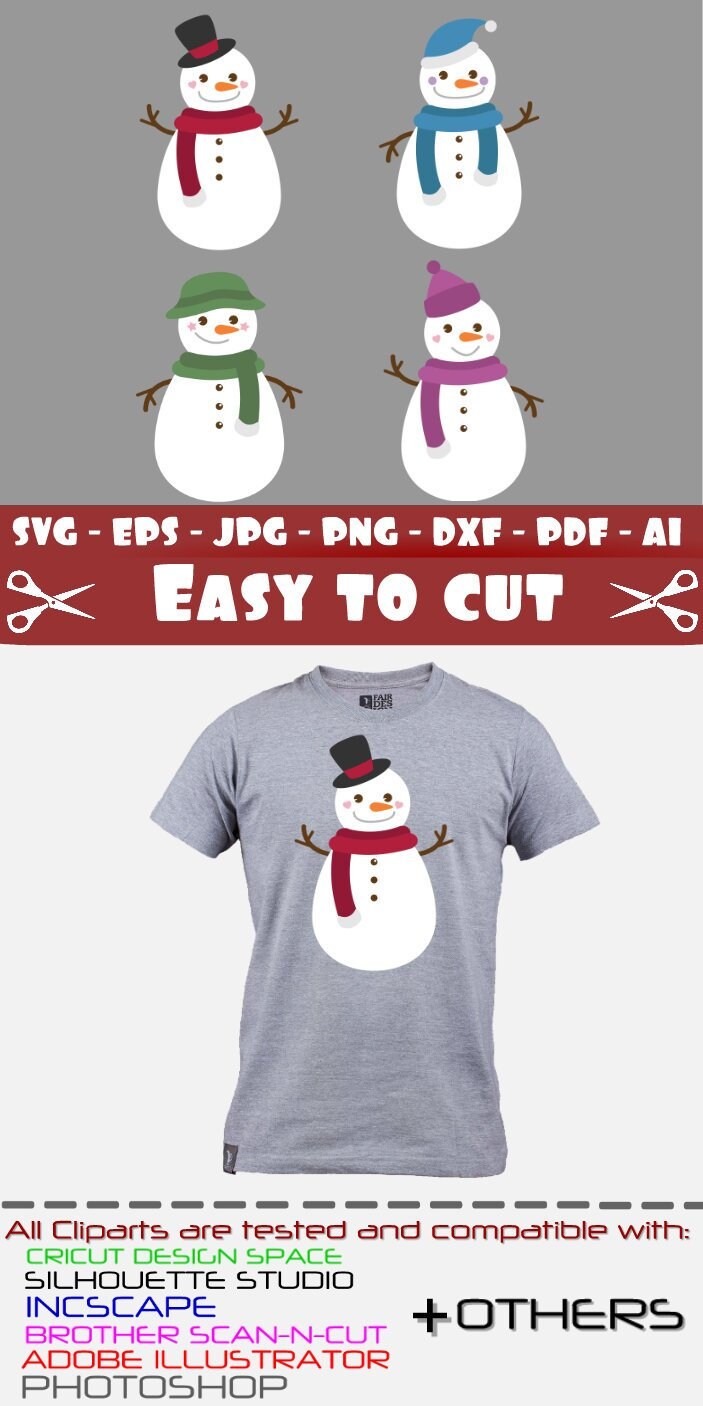 Download 4 Snowman Clipart Svg Snowman Family Snowman Cut File | Etsy
