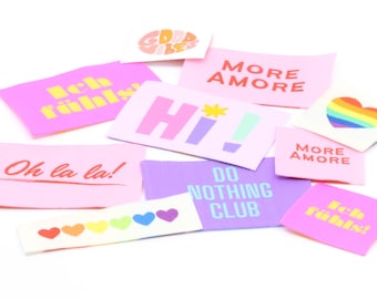 Set of 10 woven labels – Assorted colours
