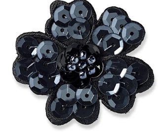 Prym Patch - Fiore con paillettes - nero