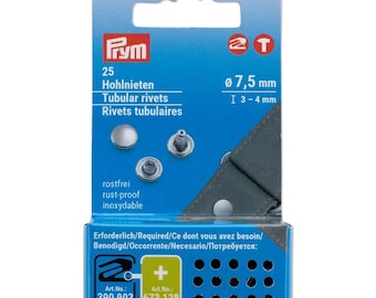 PRYM holle klinknagels - 3 - 4 mm hoog - 7,5 mm Ø - zilverkleurig