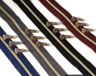 GOLD 4mm caterpillar zip – 1m long – metallised