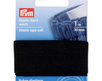 PRYM elastische band, zacht – zwart – 30 mm – 1 m lang