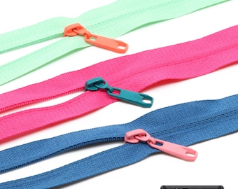 Baksidor / Reverse Zipper i olika färger – för 4 mm perlon-snöre – 4 stycken