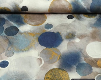 Jersey di bambù - Stampa digitale a cerchi, blu jeans