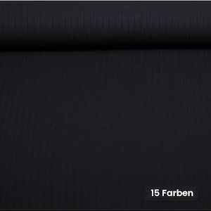 Ribbad jersey – XL-ribbning 5 mm, enfärgad svart