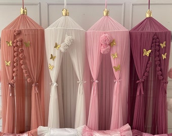 Dosel de cama para niñas, tienda de juegos suave y lisa, mosquitera para cuna, rincón de lectura, decoración para habitación infantil, mosquitera para habitación infantil, cortinas para cama