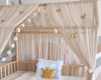 Montessori Bed Canopy, Kids Bed Canopy, Montessori Bed Curtains, Crib Netting, Kids Room Decor, Mosquito Net for Bed Nursery, Tulle Canopy