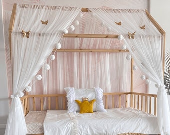 Montessori Bed Canopy, Kids Bed Canopy, Montessori Bed Curtains, Crib Netting, Kids Room Decor, Mosquito Net for Bed Nursery, Tulle Canopy