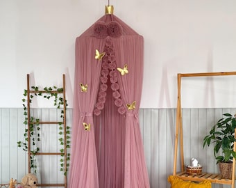 Rose Canopy, Tulle Bed Canopy, Bed Baldachin, Montessori Bed, Canopy Bed Curtains,Children&#39;s Mosquito Net, Mosquito Net, Tulle Canopy