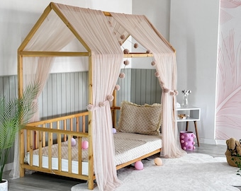 Camel Montessori Bed Canopy, Kids Bed Canopy, Montessori Bed Curtains, Kids Room Decor, Mosquito Net for Bed Nursery, Tulle Canopy