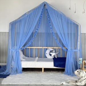 Baldacchino Montessori di lusso, azzurro, tende per letto a baldacchino, baldacchino per culla, baldacchino Montessori, baldacchino per letto, tenda a baldacchino, baldacchino per letto personalizzato